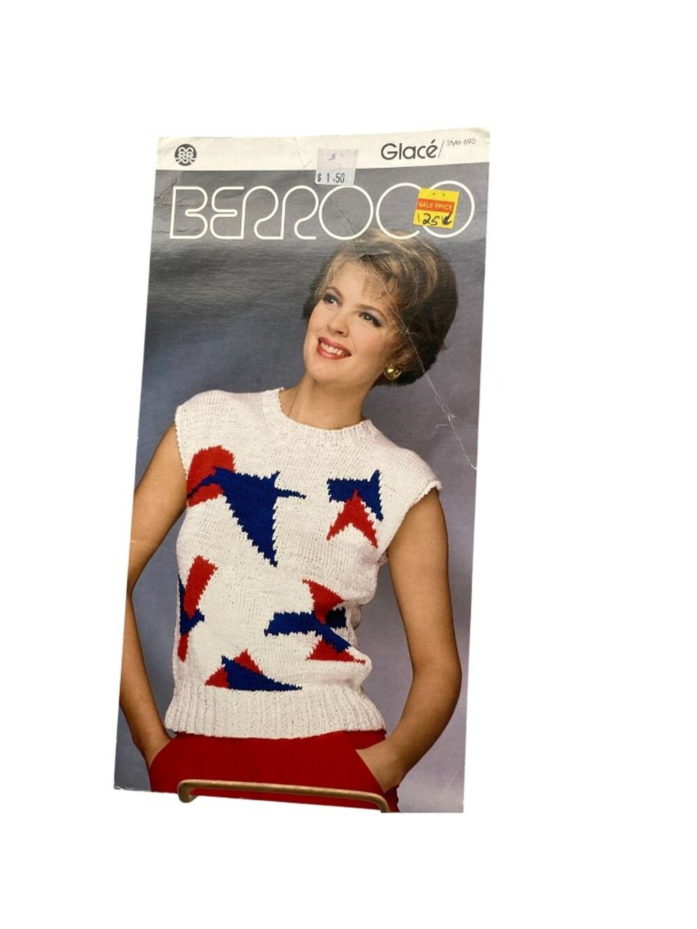 Vintage Berroco Glace Style 690 1986 Abstract Pullover Pattern by Tatyana Berman